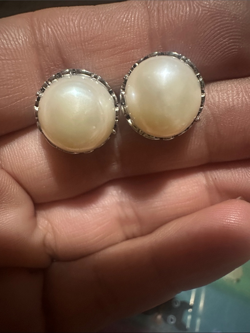 925 Pearl Dome Stud Earrings